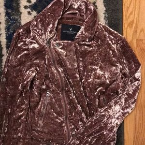 CRUSHED VELVET MOTO JACKET
